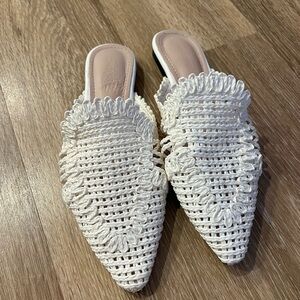 Goodnight Macaroon White Woven Mules